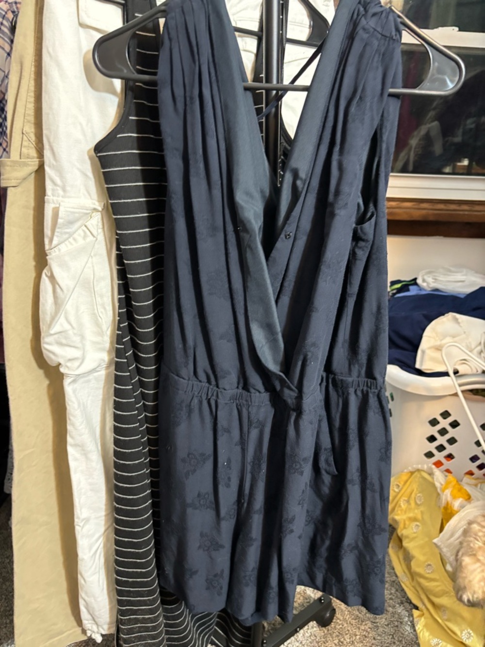 LOFT Navy Blue Sleeveless V-Neck Romper